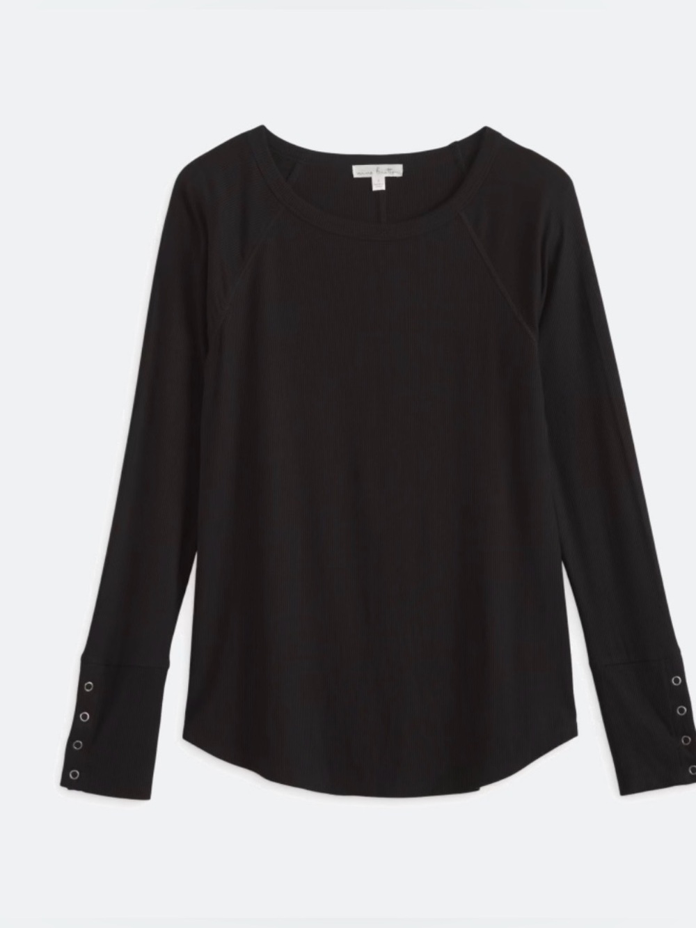 nine britton Black Long-Sleeve Crewneck Top Cuff Detail
